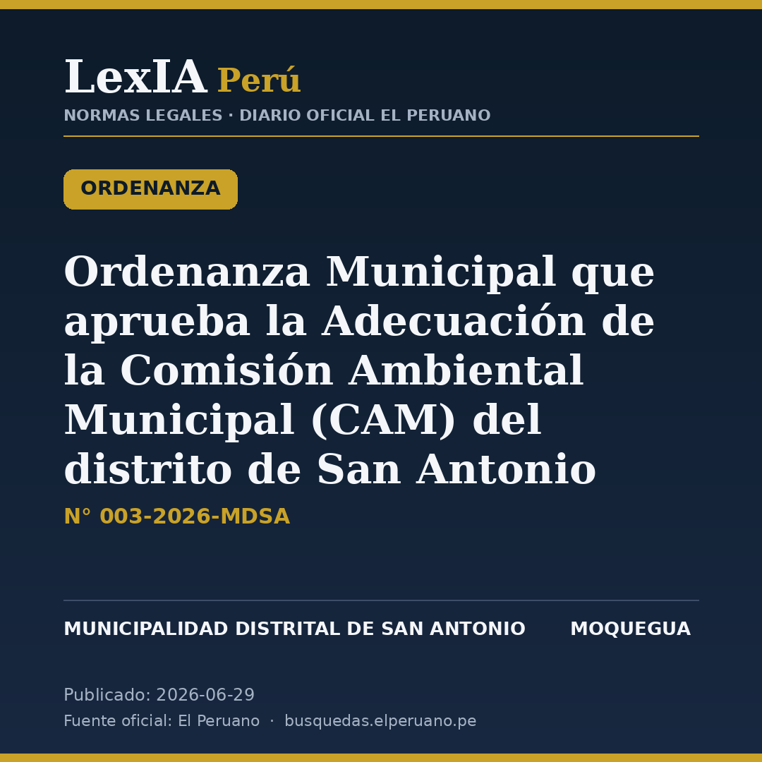 San Antonio (Moquegua) renueva su Comisión Ambiental Municipal