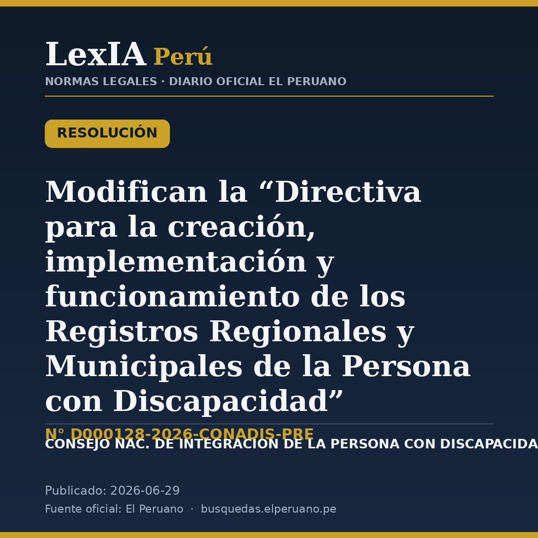 CONADIS actualiza directiva sobre registros de personas con discapacidad