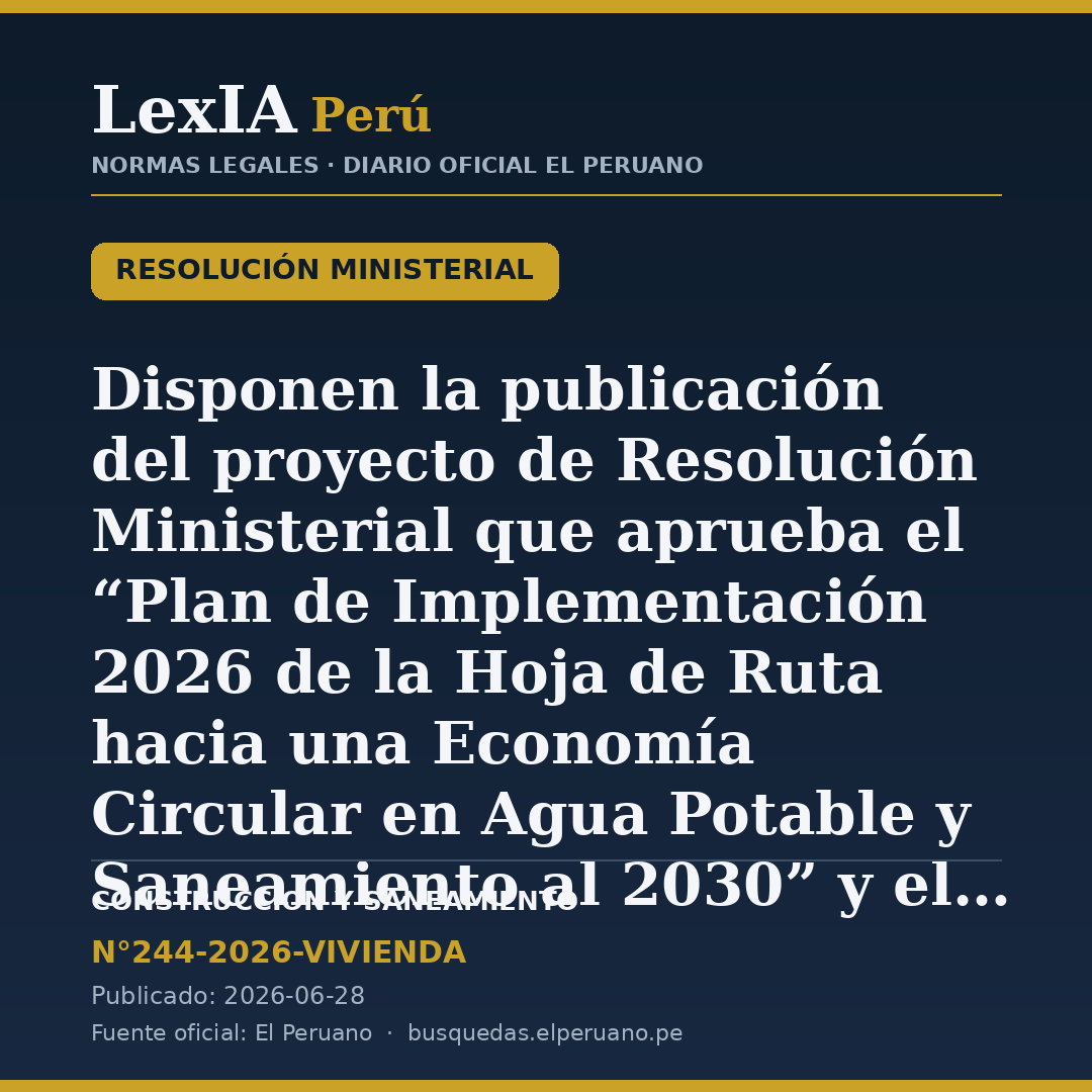 Publican proyecto de Plan de Economía Circular en Agua y Saneamiento 2026