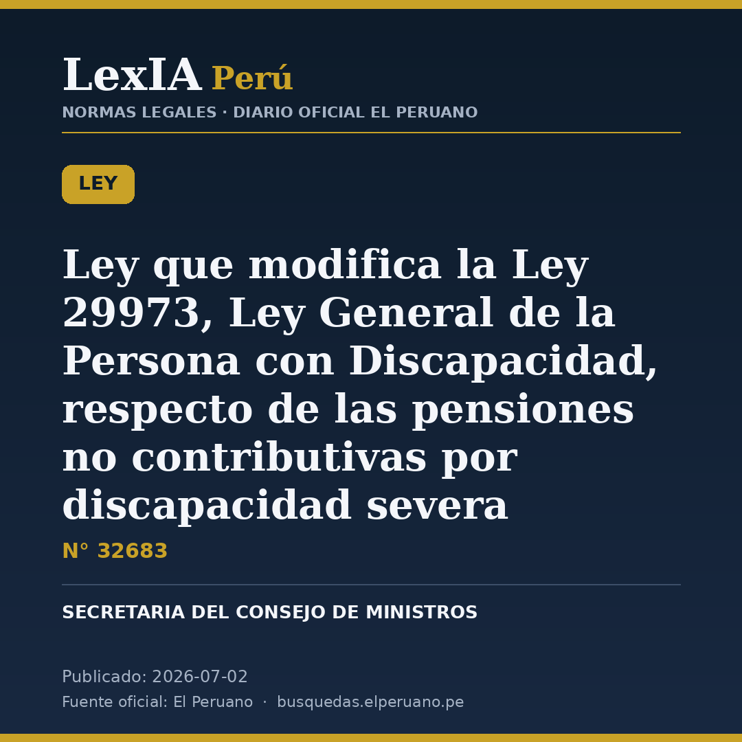 Ley N° 32683 modifica pensiones por discapacidad severa en Perú