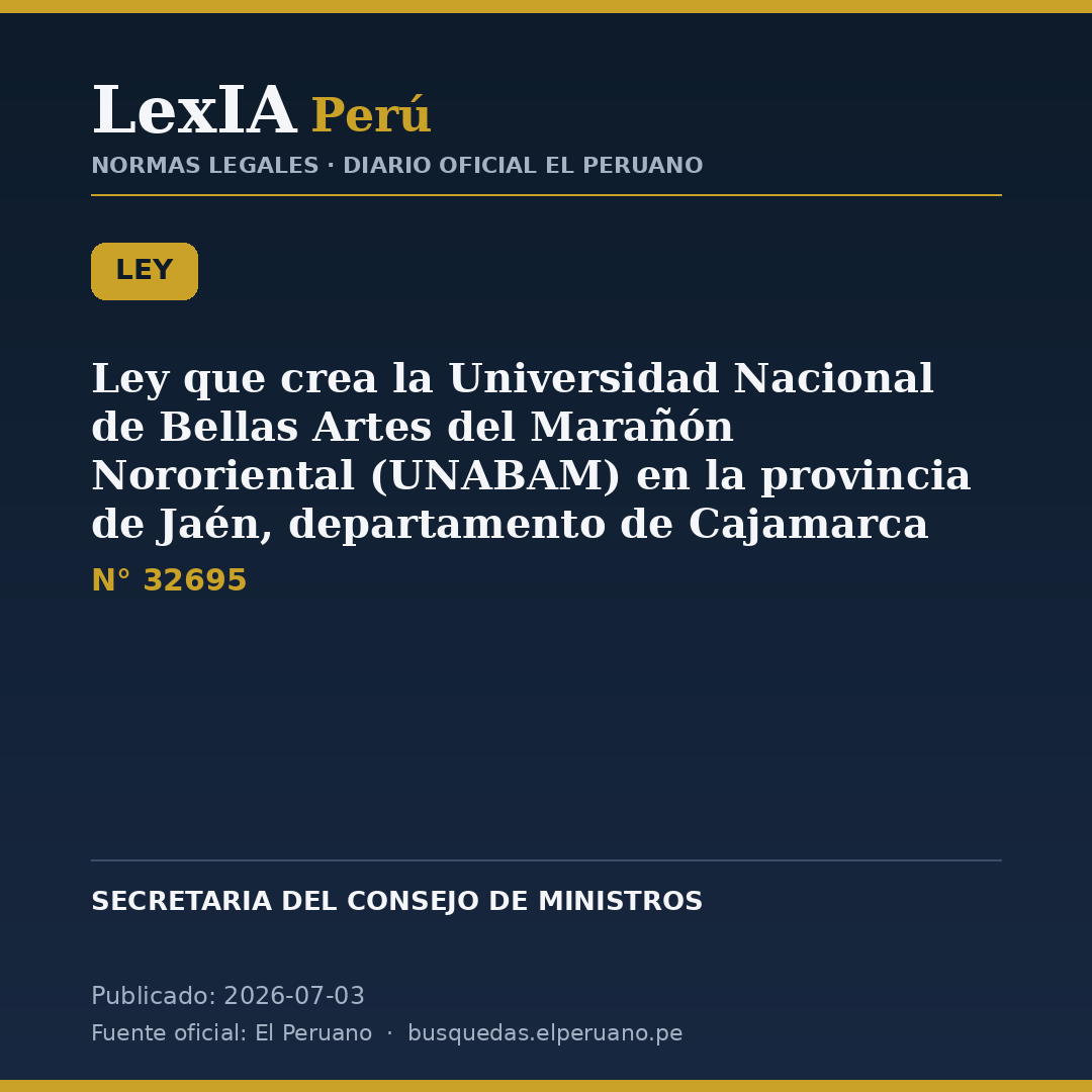 Ley N° 32695: nueva universidad de artes en Jaén, Cajamarca