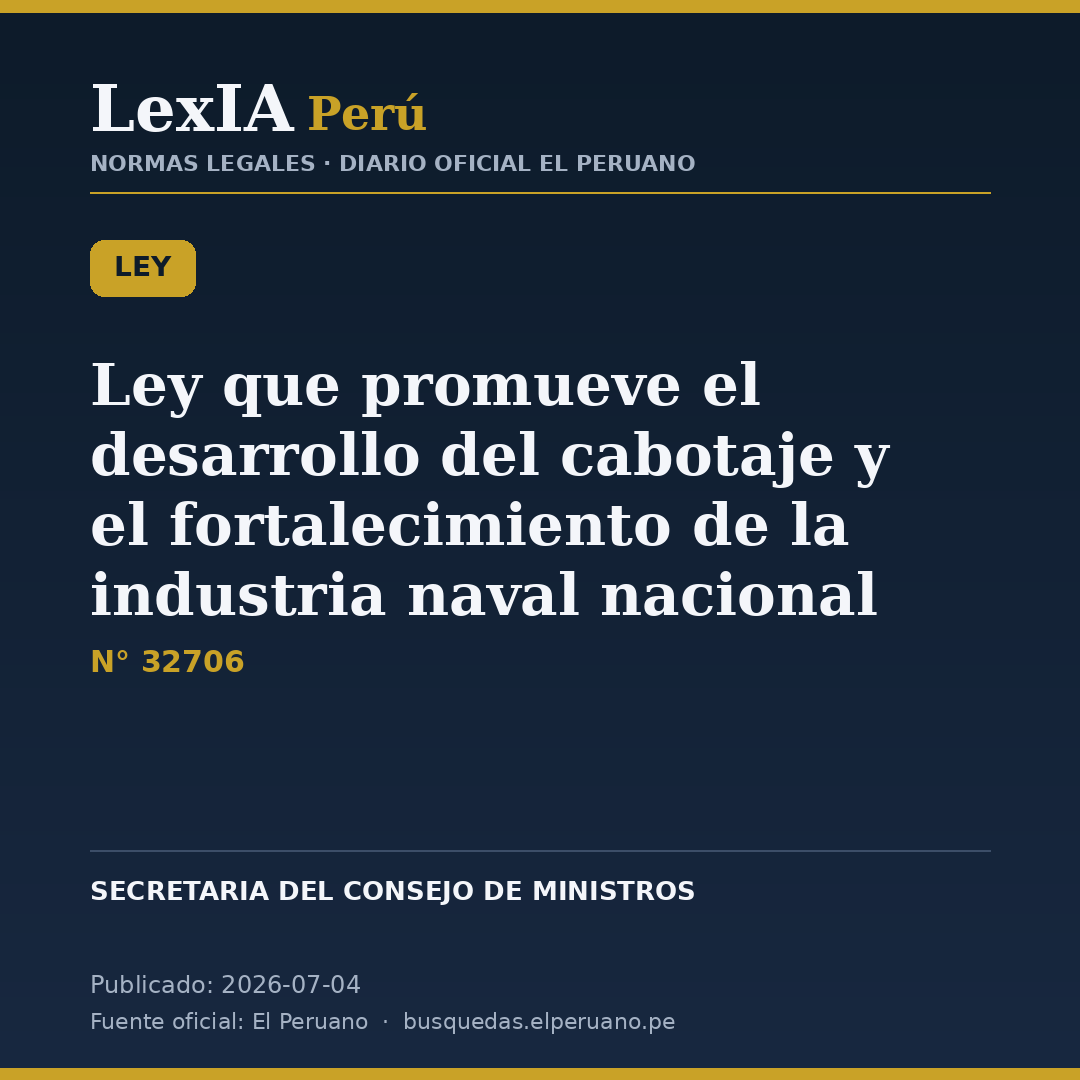 Ley N° 32706: Perú impulsa el cabotaje y la industria naval