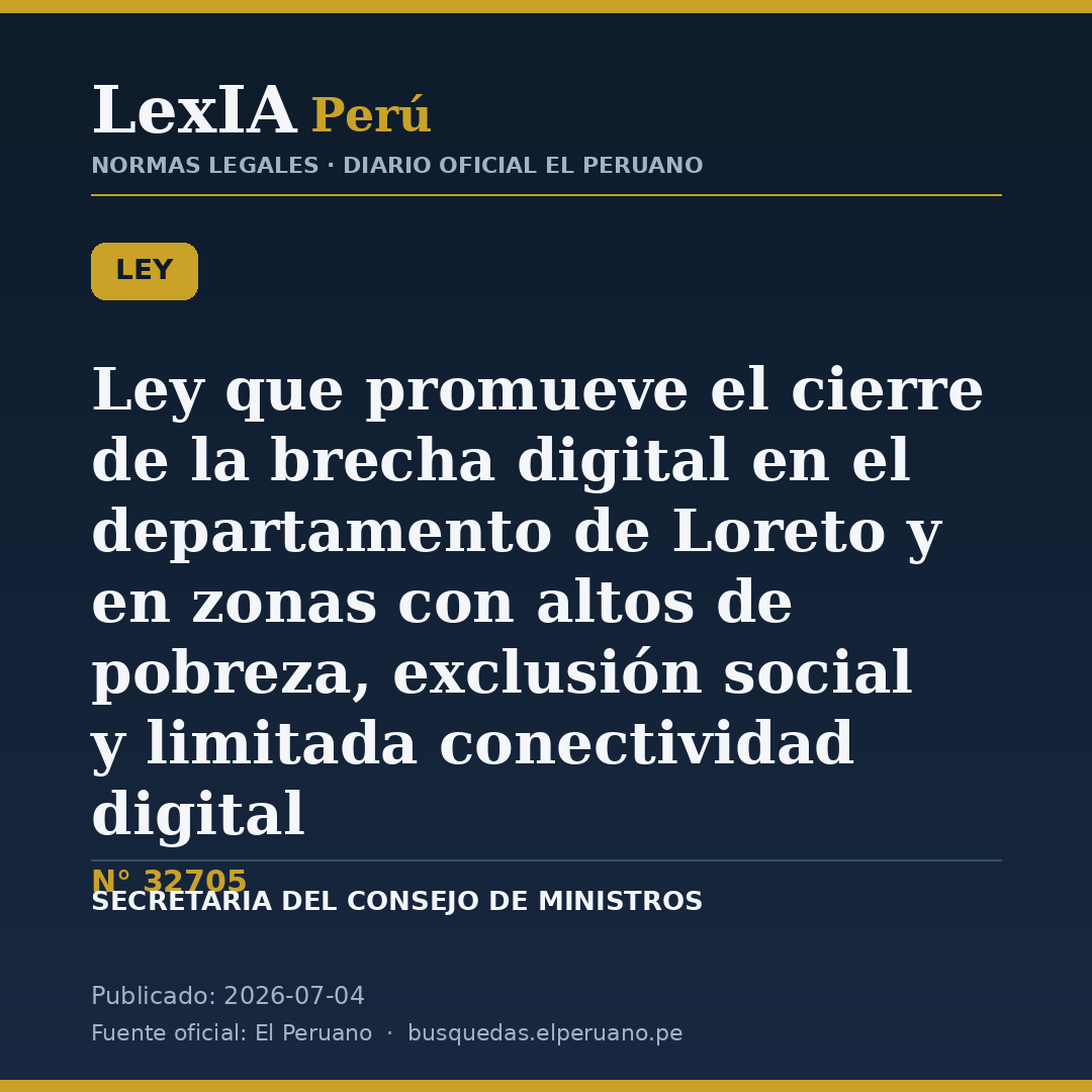 Ley N° 32705: Perú impulsa el cierre de la brecha digital en Loreto
