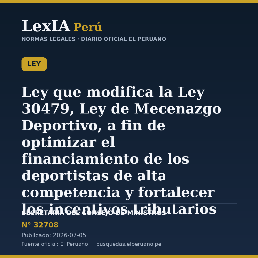 Ley 32708 mejora incentivos tributarios del Mecenazgo Deportivo
