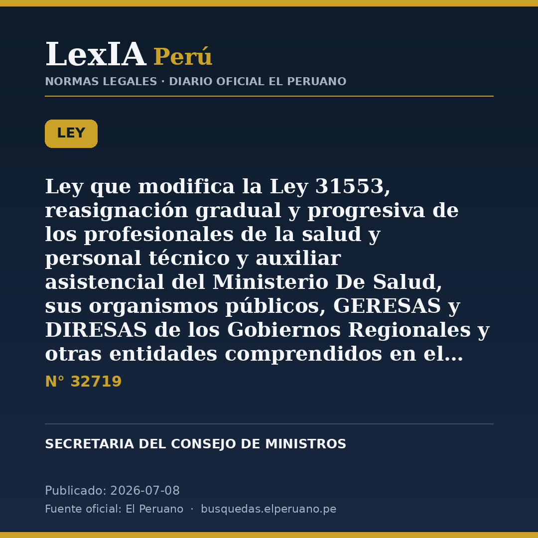 Ley N° 32719: cambios en reasignación de personal de salud