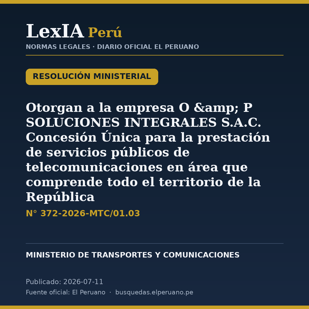 Nueva concesión de telecomunicaciones de alcance nacional