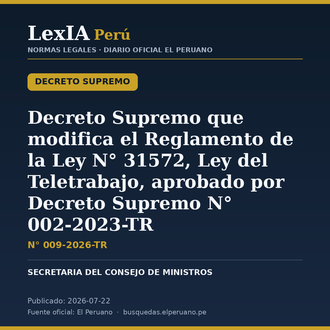Modifican el Reglamento de la Ley de Teletrabajo en el Perú