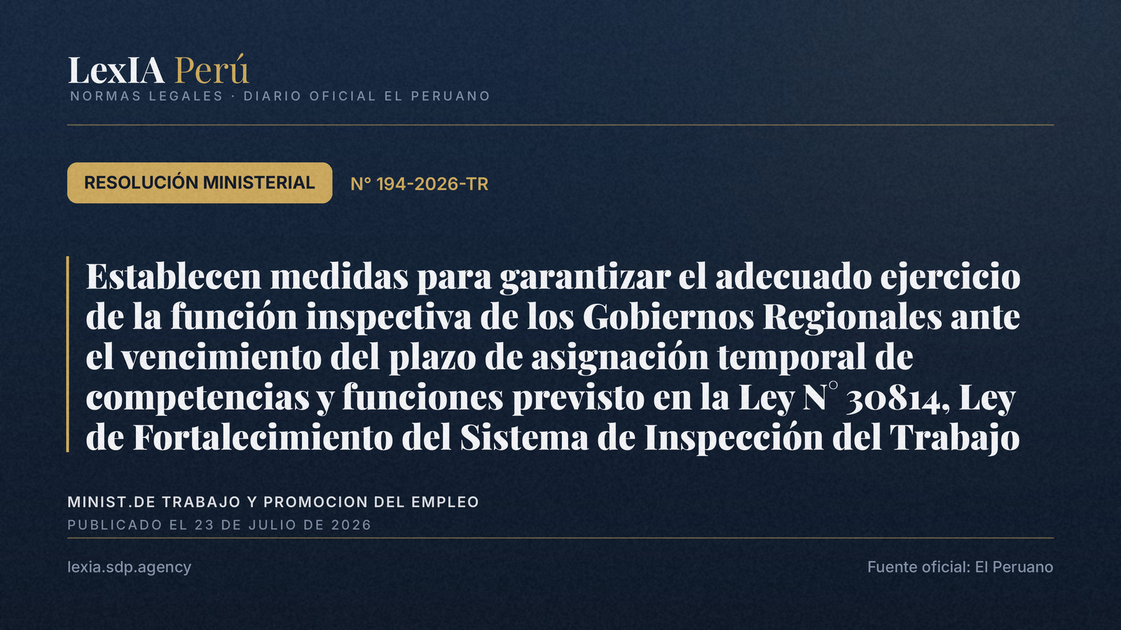 Inspección laboral regional: qué cambia tras la RM 194-2026-TR