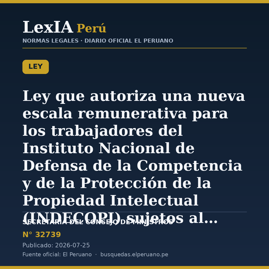 Nueva escala remunerativa para trabajadores de INDECOPI