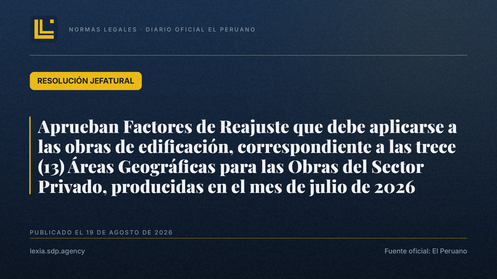 Factores de reajuste para obras privadas – julio 2026
