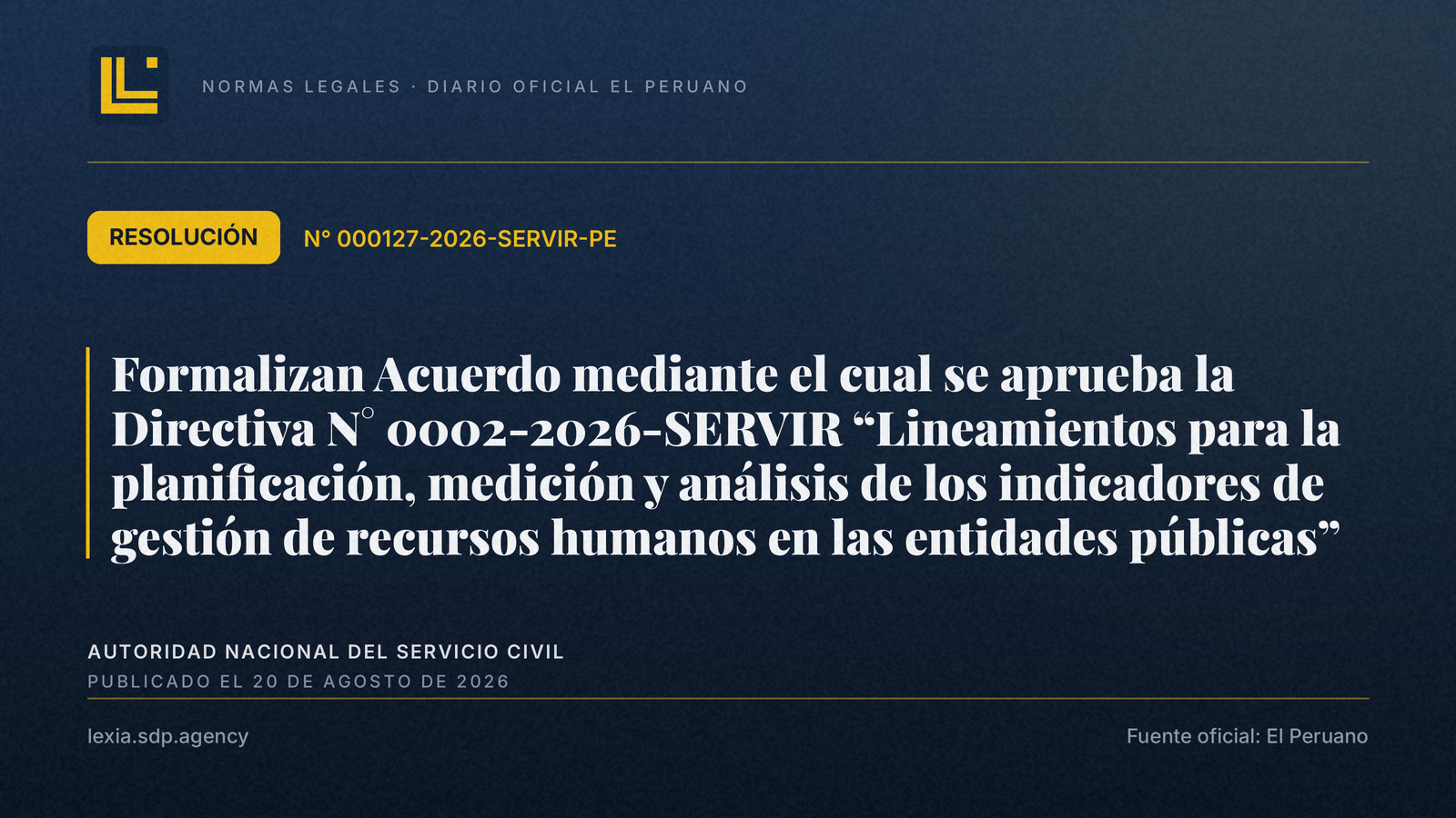 SERVIR aprueba directiva sobre indicadores de RRHH en entidades públicas