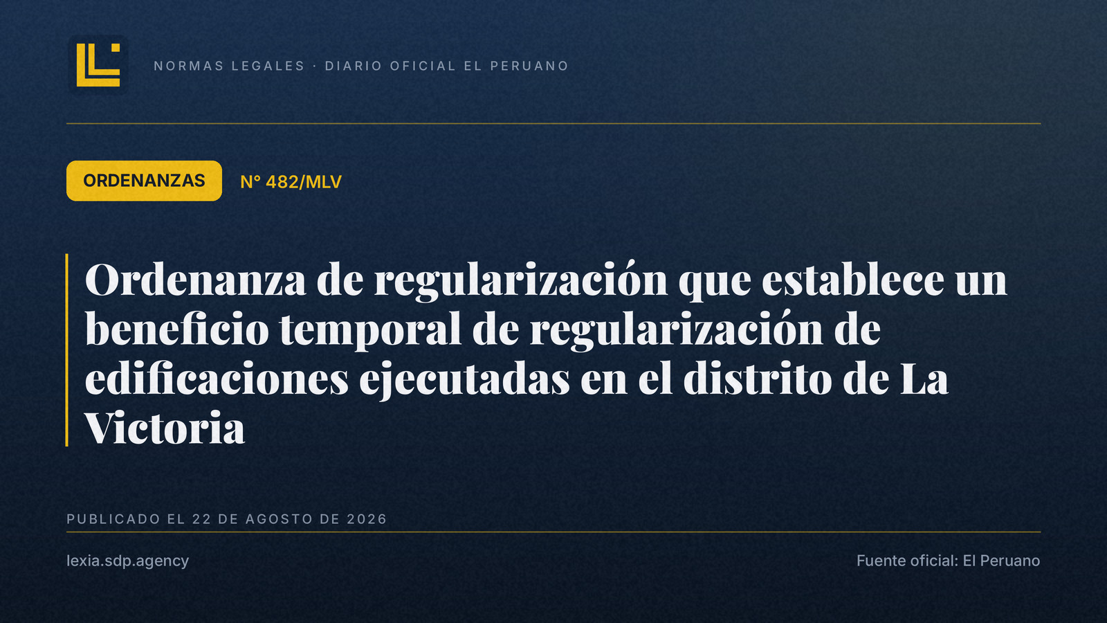 La Victoria: ordenanza de regularización de edificaciones