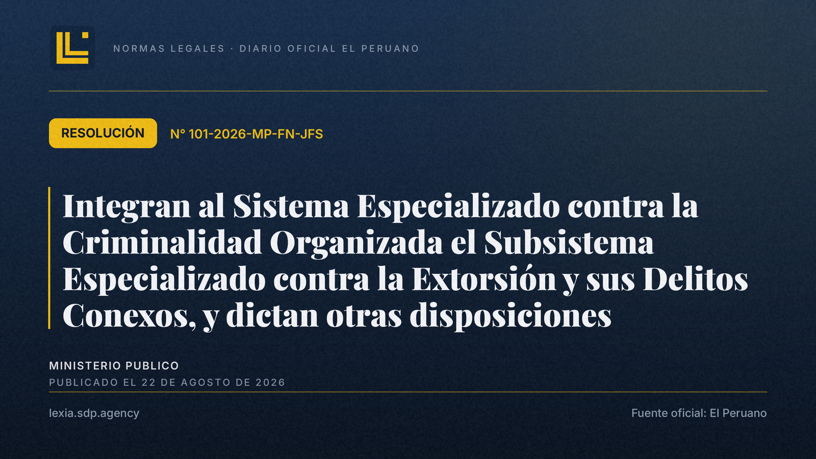 MP crea subsistema especializado contra extorsión y delitos conexos