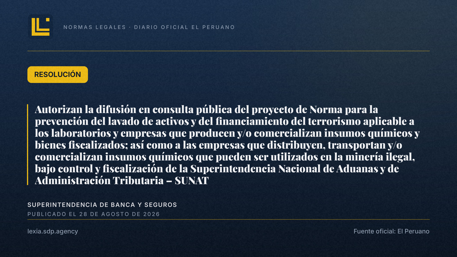SBS abre consulta pública: nueva norma ALA/CFT para insumos químicos y bienes fiscalizados