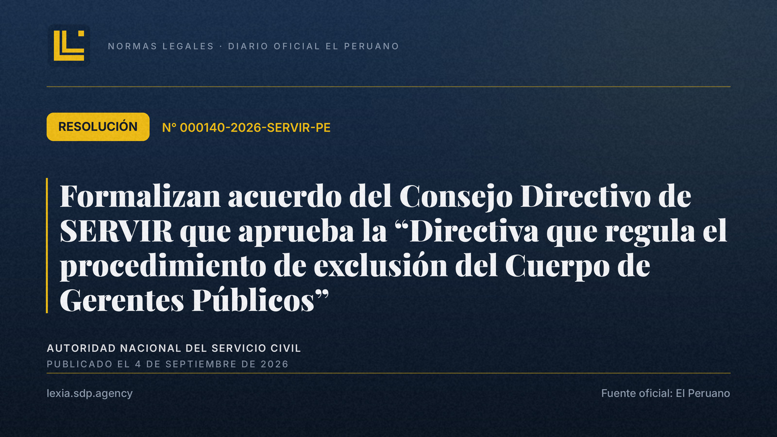 SERVIR regula exclusión del Cuerpo de Gerentes Públicos