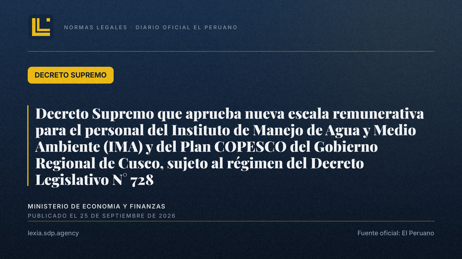 Nueva escala remunerativa para IMA y Plan COPESCO – Cusco