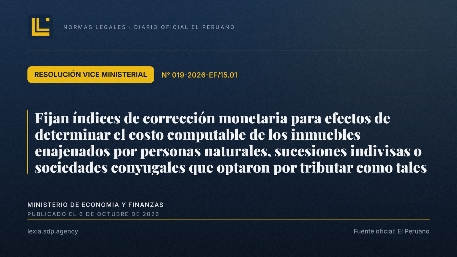 Nuevos índices de corrección monetaria para venta de inmuebles (oct. 2026)