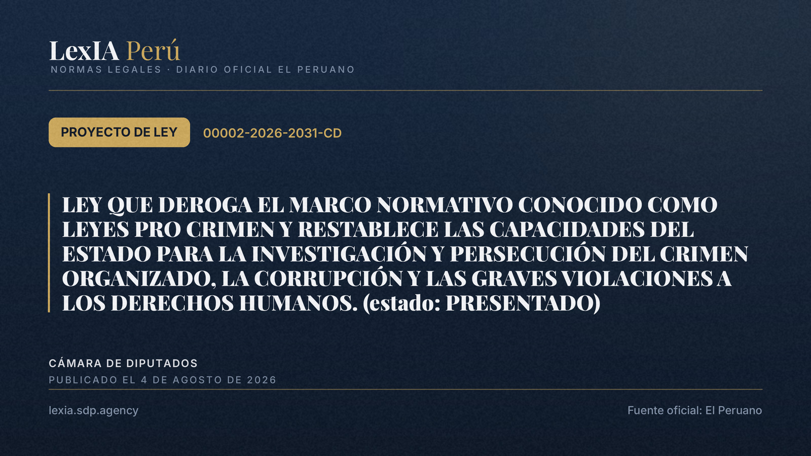 Proyecto deroga las 'leyes pro crimen' y reactiva persecución penal