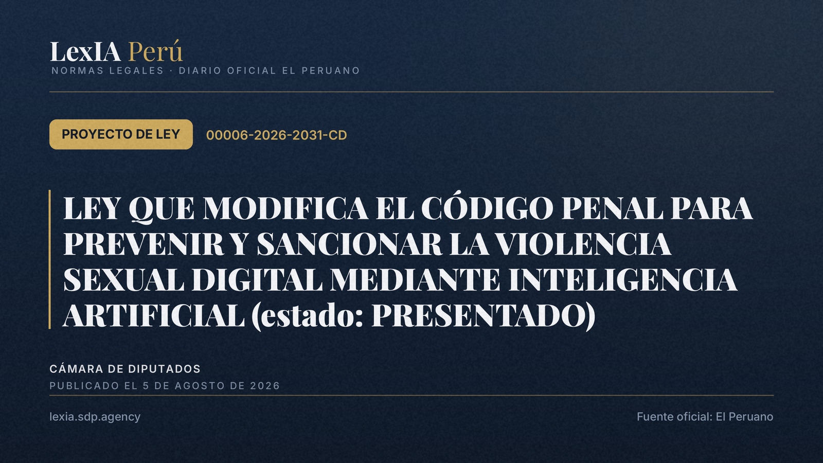 Proyecto de ley penal: violencia sexual digital con IA
